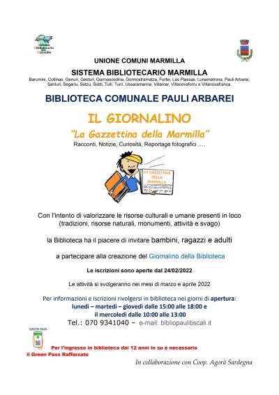 Biblioteca Comunale.Realizzazione del "Il GIORNALINO della BIBLIOTECA".