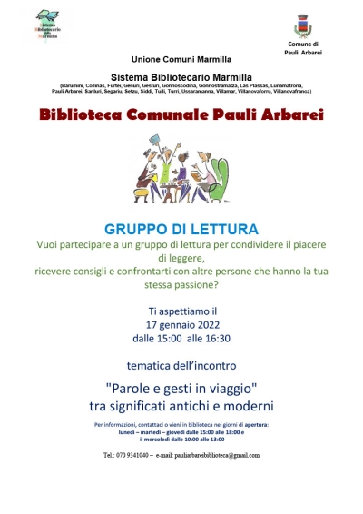 Biblioteca Comunale. Incontro tematico  Gruppo di Lettura "Parole e gesti in viaggio".