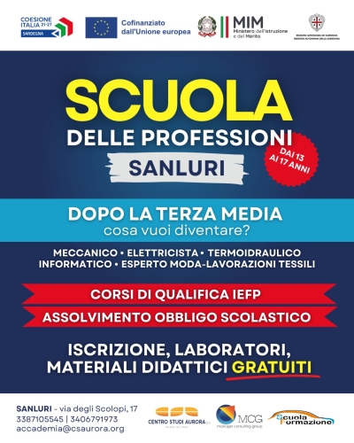 Avviso pubblico - Scuola delle Professioni Sanluri.