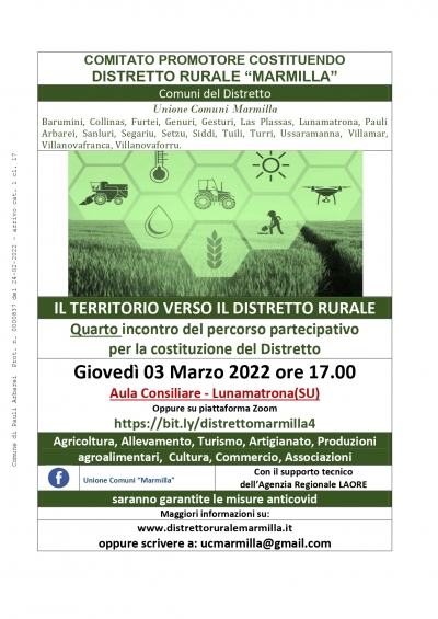 Quarto incontro del percorso partecipativo per la costituzione del Distretto Rurale.