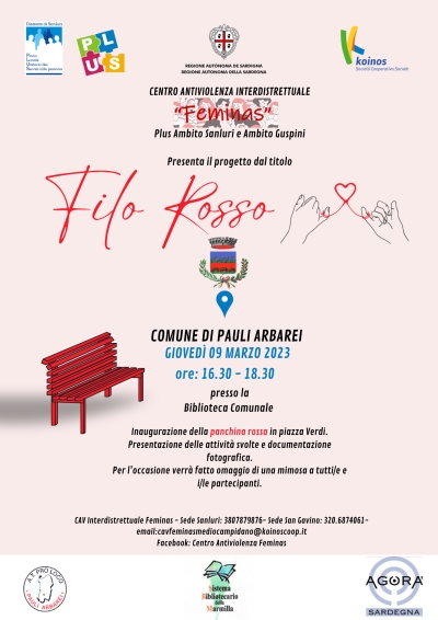 PLUS - Centro Antiviolenza Interdistrettuale. " Progetto Il Filo Rosso" - Evento del 9 marzo 2023.