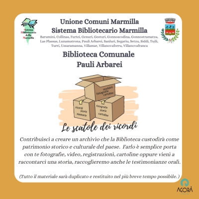 Sistema Bibliotecario Marmilla - Biblioteca Comunale Pauli Arbarei. Attivit&agrave; "Le Scatole dei Ricordi".