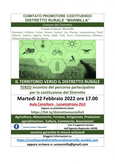 Terzo incontro del percorso partecipativo per la costituzione del Distretto Rurale.