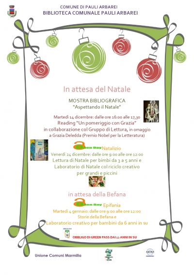 Biblioteca Comunale di Pauli Arbarei. Attivit&agrave; Natalizie.