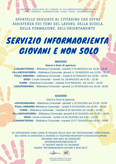 Gestione Associata Servizi alla Persona anno 2023. Servizio InformaOrienta Giovani e Non Solo. Calendario apertura sportello.