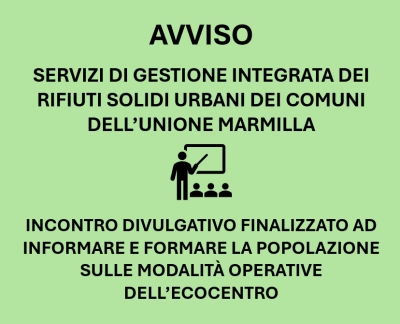 INCONTRO DIVULGATIVO FINALIZZATO AD INFORMARE E FORMARE LA POPOLAZIONE SULLE MODALIT&Agrave; OPERATIVE DELL&rsquo;ECOCENTRO  - Venerd&igrave; 20 marzo 2026 - ore 17:00 - presso Ex Asilo - Pauli Arbarei