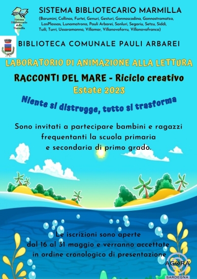 Avviso. Biblioteca Comunale. Laboratorio di Attivit&agrave; di Animazione alla Lettura.